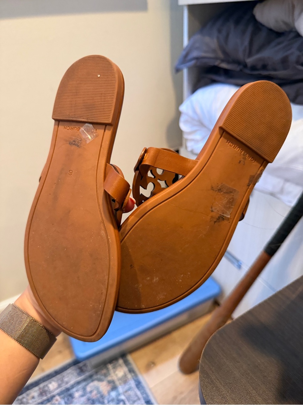 Tory Burch brown camel Miller Leather Sandals - Picture 3 of 3